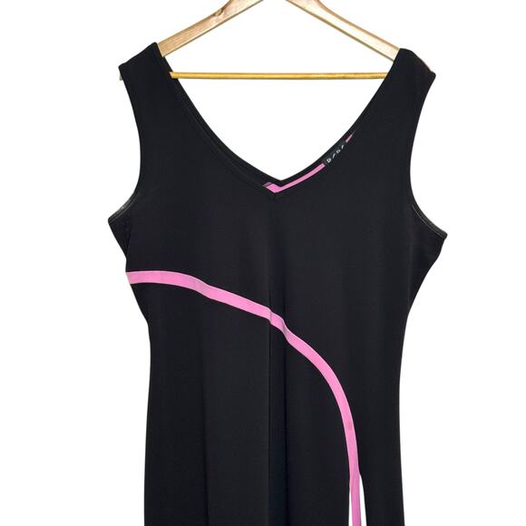 Vintage BCBG Paris Size XL Black and Lavender Asymmetrical Hem Dress - Picture 2 of 8